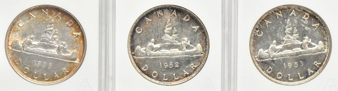 Canada - Ten silver dollars certified by ANACS