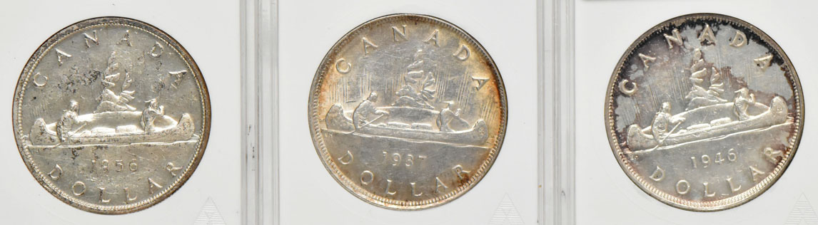 Canada - Ten silver dollars certified by ANACS
