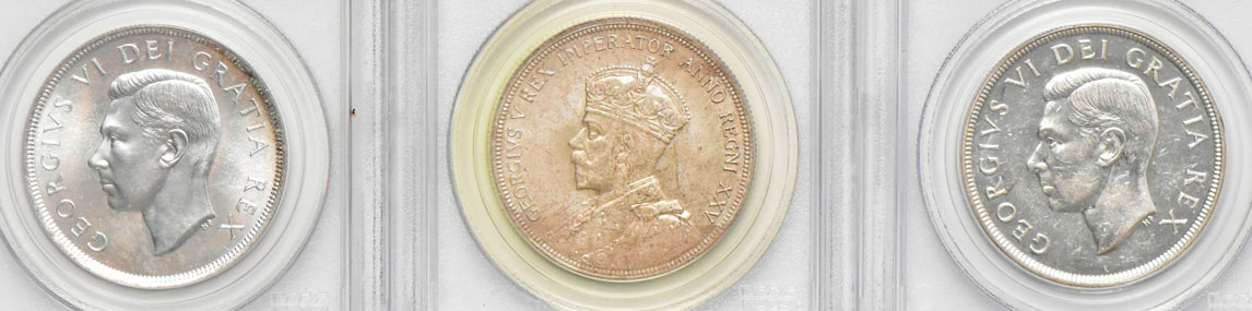 Canada - Eight silver dollars, all PCGS (green label)