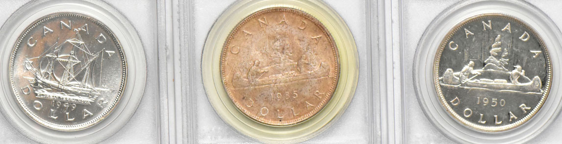 Canada - Eight silver dollars, all PCGS (green label)