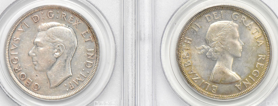 Canada - Eight silver dollars, all PCGS (green label)