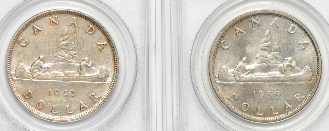 Canada - Eight silver dollars, all PCGS (green label)