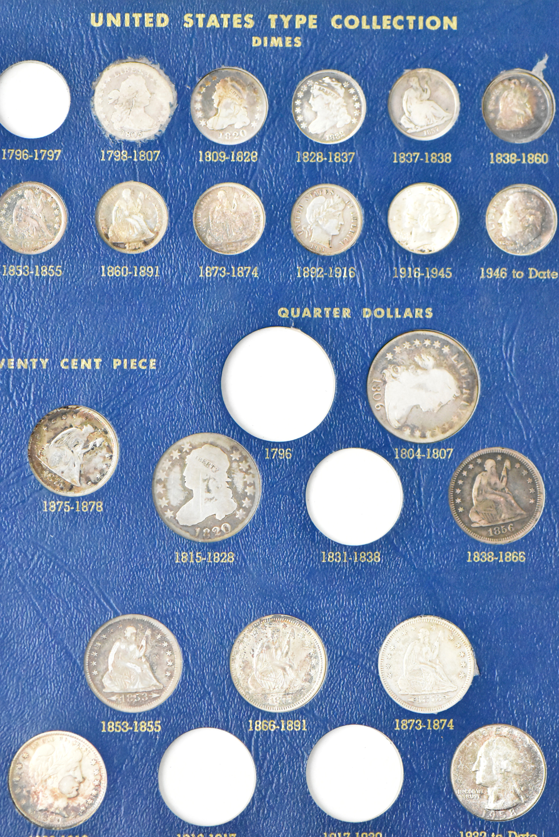 Collection of 51 U.S. type coins in a Whitman 9434 album