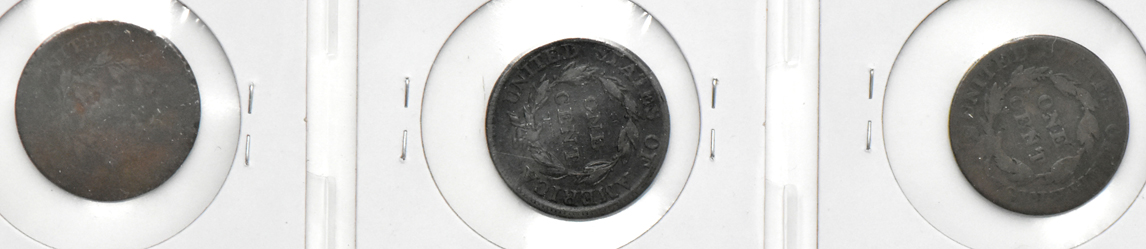 Two half cents and 15 large cents