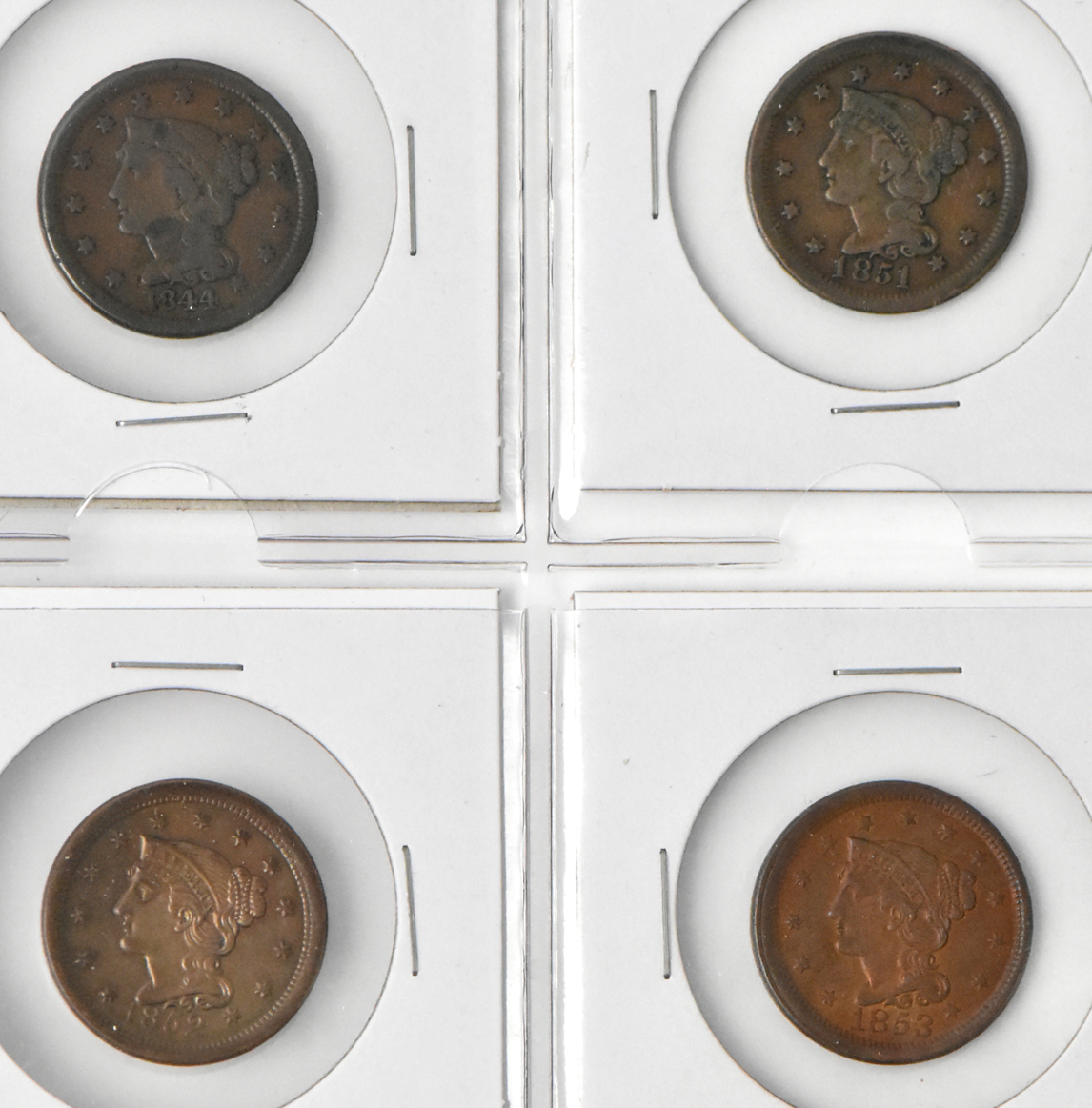 Two half cents and 15 large cents