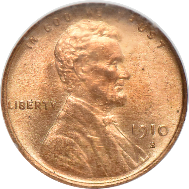 1910-S MS-65 RD, and a 1911-D MS-65 RB, both NGC