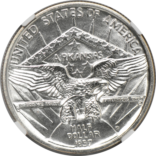 1935 Boone, 1937-D Arkansas, and 1938-D Arkansas, all NGC MS-65