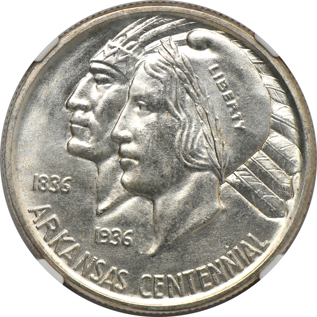 1935 Boone, 1937-D Arkansas, and 1938-D Arkansas, all NGC MS-65
