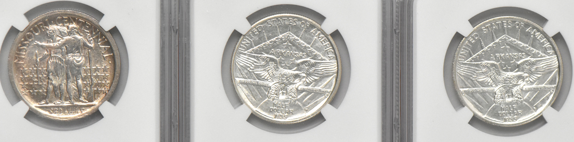Six NGC certified silver commemorative half dollars