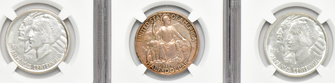 Six NGC certified silver commemorative half dollars