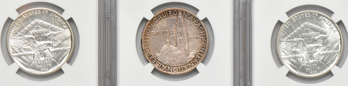 Six NGC certified silver commemorative half dollars