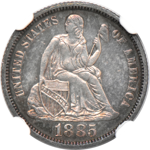 1876 PR-64, and an 1885 PR-63, both NGC