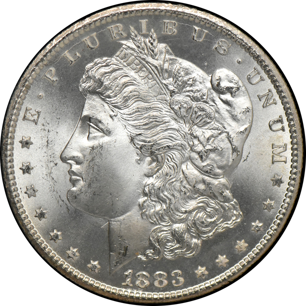 1883-CC GSA MS-65, and an 1884-CC GSA MS-64, both CACG