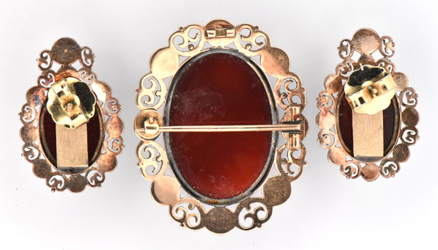14K Yellow Gold Cameo Set 