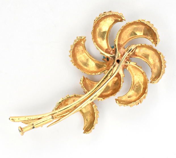 18K Yellow Gold Floral Pin