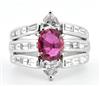 Platinum Diamond Ring with an Oval Ruby, GIA #5231109544
