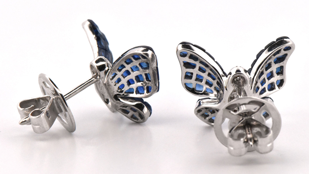 18K White Gold Butterfly Earrings 