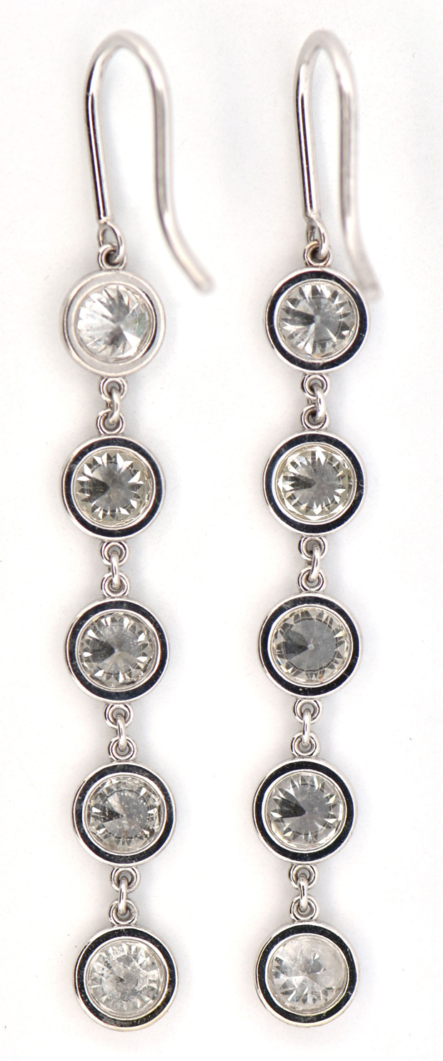14K White Gold Drop Diamond Earrings