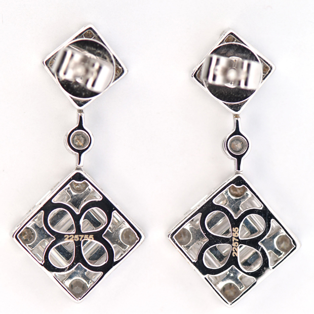 18K White Gold Diamond Dangle Earrings
