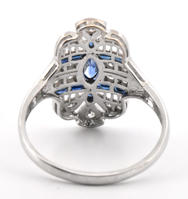 Platinum Diamond and Sapphire Ring
