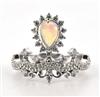 14K White Gold Diamond and Opal Ring