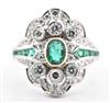 18K White Gold Diamond and Emerald Ring