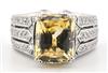 18K White Gold Ring with a Yellow Sapphire, GIA #5232962053
