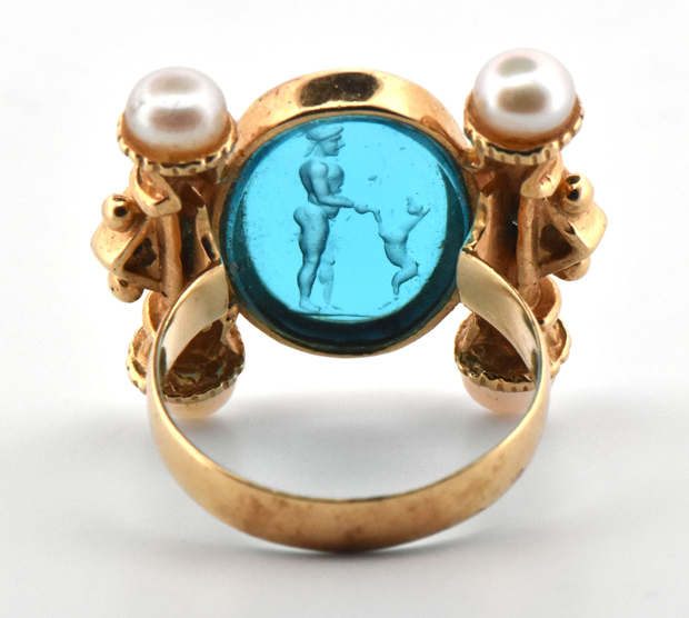 14K Yellow Gold Venetian Glass Ring