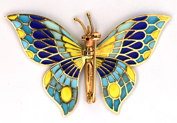 18K Yellow Gold Butterfly Brooch