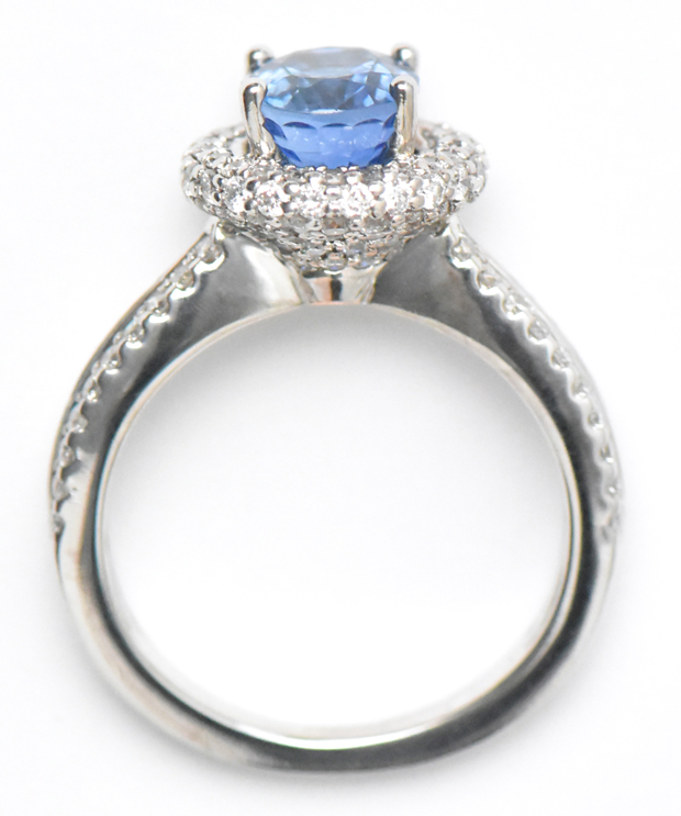 18K White Gold Ring with a Blue Sapphire, GIA #6233962011