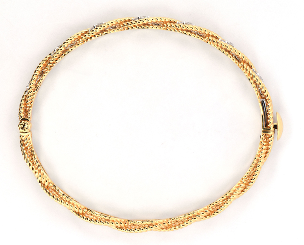 18K Yellow Gold Braided Textured Roberto Coin Bangle