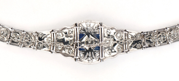 Platinum Diamond and Sapphire Bracelet