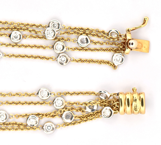 18K Yellow and White Gold Multi-Strand Necklace