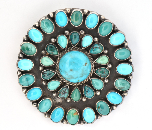 Native American Sterling Silver Turquoise Pendant and Cuff 