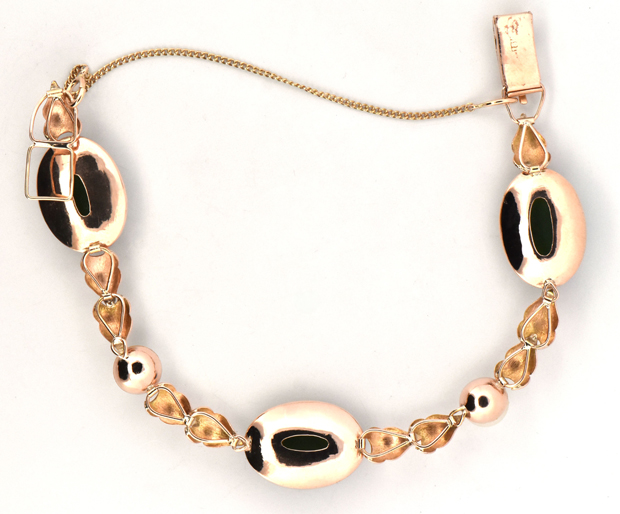 14K Rose Gold Jade and Pearl Bracelet