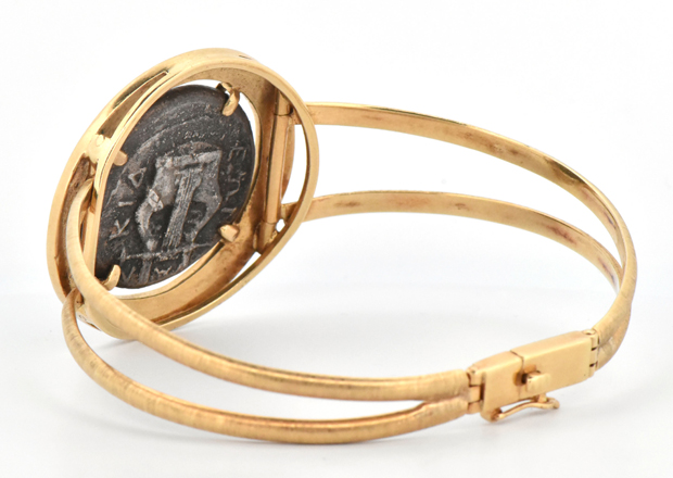 18K Yellow Gold Ancient Greek Coin Bracelet