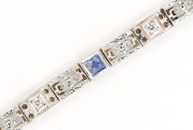 14K White Gold Art Deco Bracelet