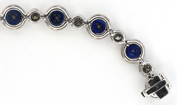 18K White Gold Sapphire and Diamond Tennis Bracelet, GIA #124013086