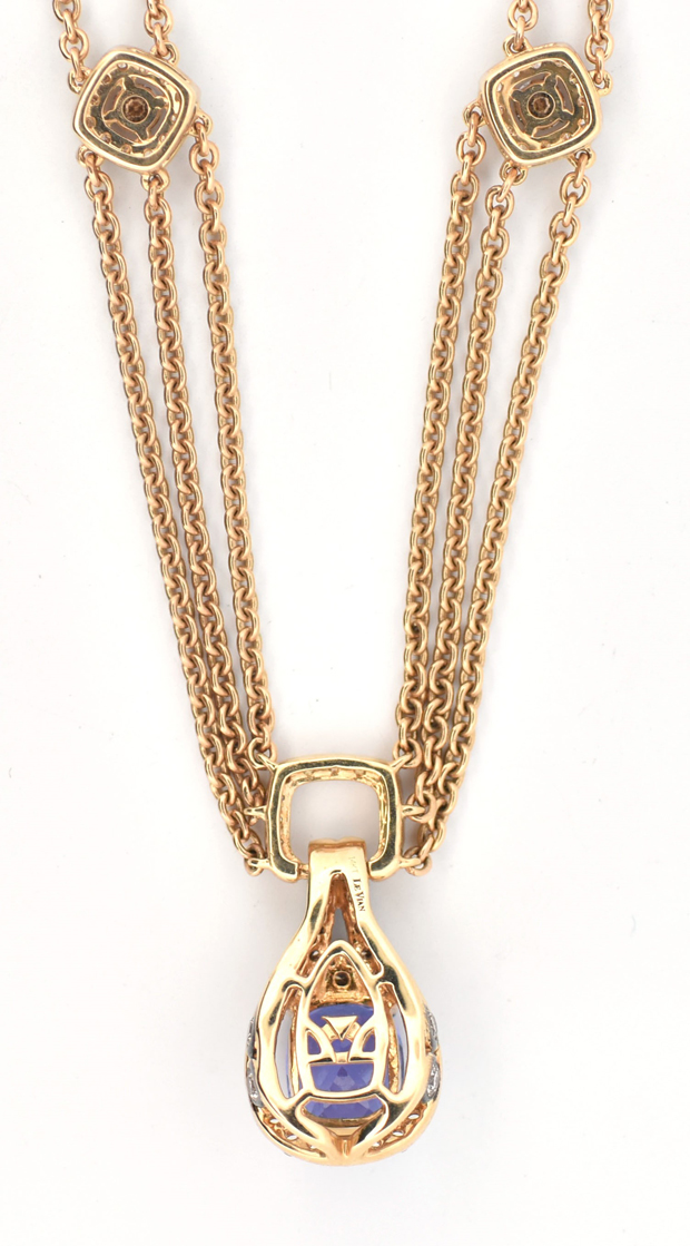 14K Yellow Gold Tanzanite Necklace 