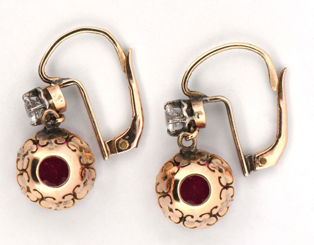 14K Gold Pink Spinel Dangle Earrings 
