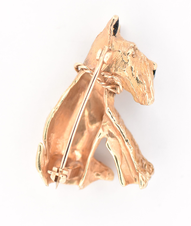 14K Yellow Gold Dog Pin 