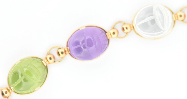 14K Yellow Gold Scarab Link Bracelet