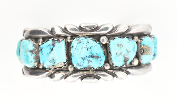 Alice Quam Zuni Sterling Silver Turquoise Cuff Bracelet