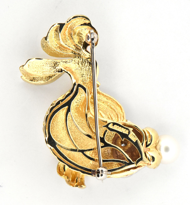 18K Yellow Gold Fish Pin