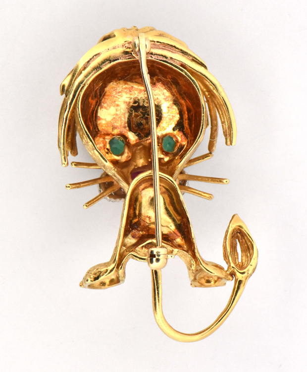 18K Yellow Gold Lion Pin
