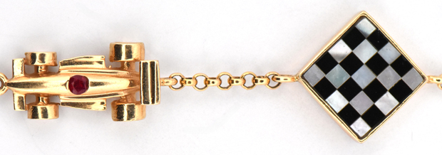 14K Yellow Gold Racecar Bracelet 