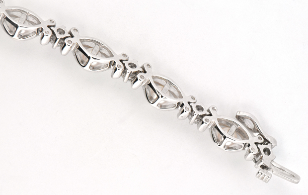 14K White Gold Diamond and Pearl Bracelet
