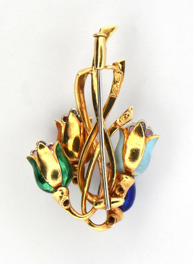18K Yellow Gold Floral Pin