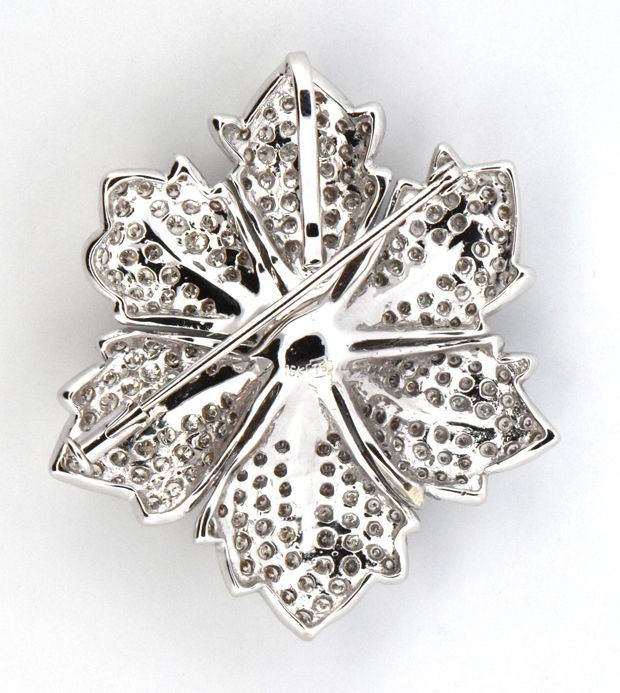 18K White Gold Diamond and Jade Pin/Pendant