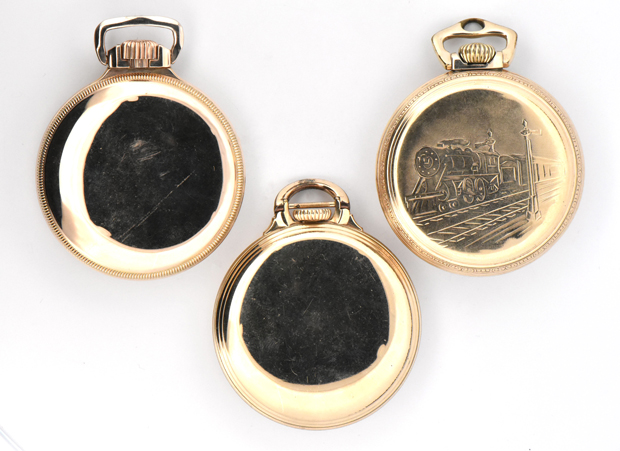 Three Gold-Filled Open Face Pocket Watches 